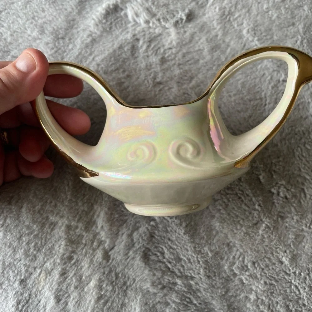 Vintage pearl iradescent cream and sugar with 22K accent